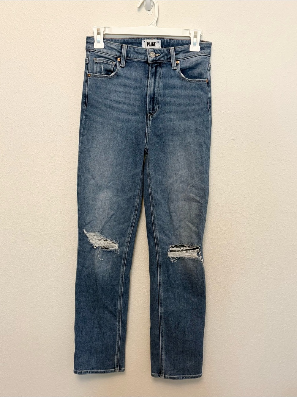PAIGE Stella High Rise Blue Denim Jeans Distressed Size 27 Stretch